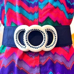 60s Vintage Mod Gogo Lucite Blue Rhinestone Belt